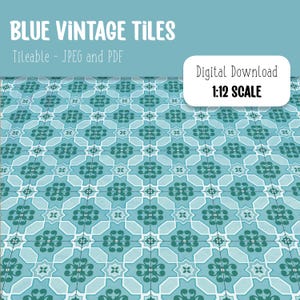 Miniature tiles scale 1:12, dollhouse, miniature cement tiles, tiles to print, vintage tiles for dollhouse