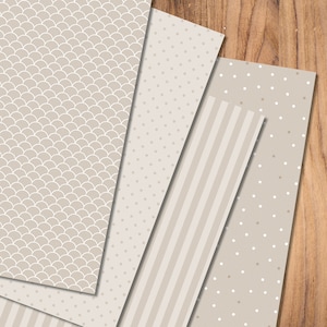 Miniature wallpaper, 1:12 scale, dollhouse, baby room wallpaper, beige and white geometric pattern, digital print. image 2