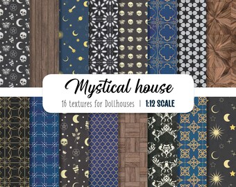 Dollhouse Paper Set, Mini Magic Wallpaper, Witchcraft Paper, Witch House Texture, DIY Halloween Theme Craft