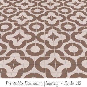 Printable Dollhouse Floor Tiles, Miniature Ceramic Tiles, 1:12 Scale Flooring, Vintage Tile Miniature