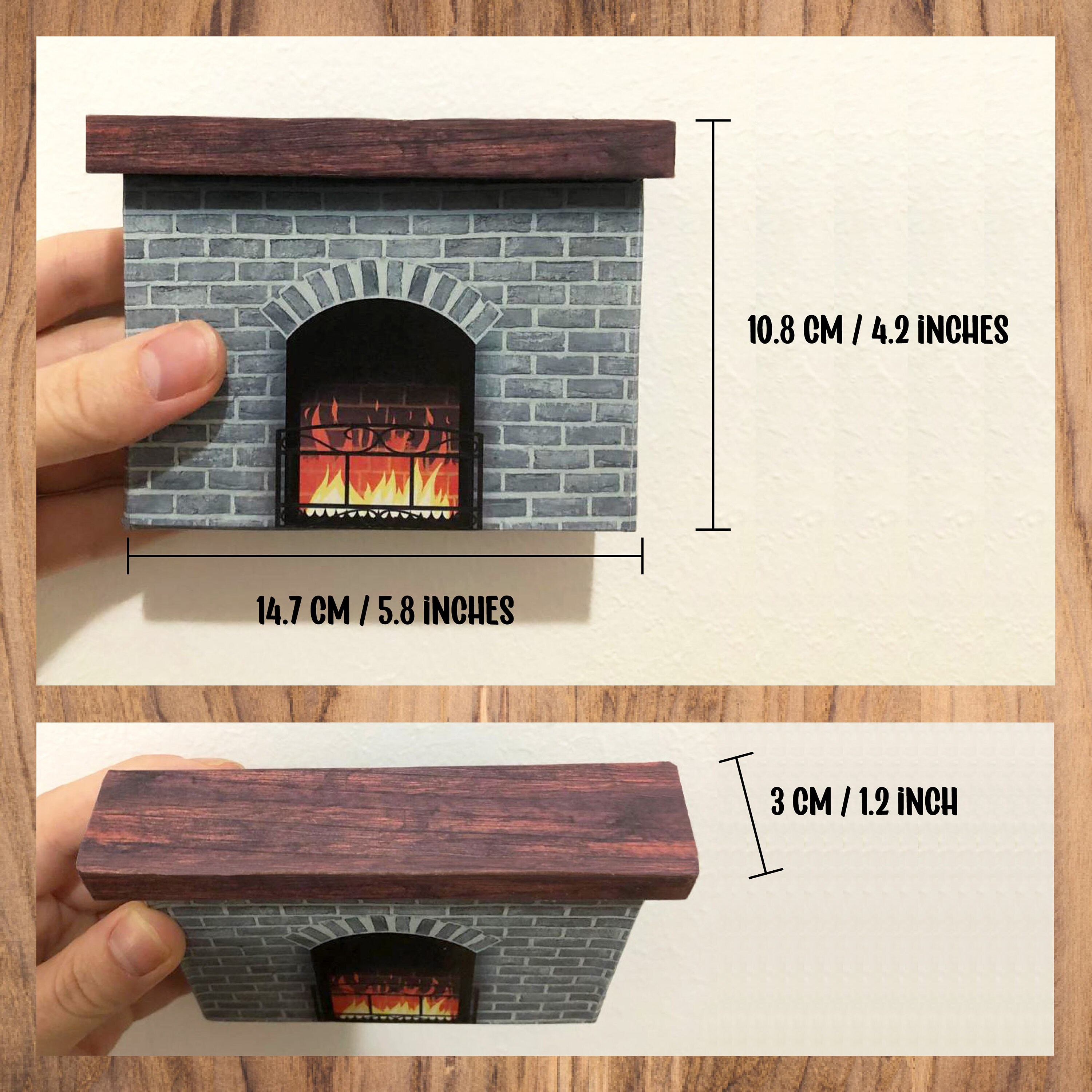 Dollhouse Fireplace (112 Scale). Printable Fireplace Template. Diorama