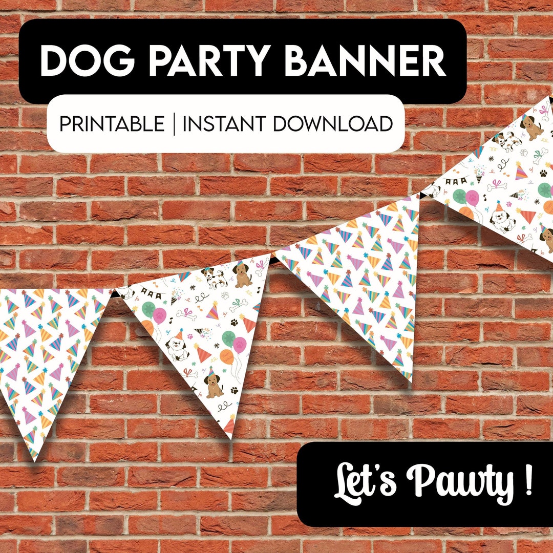 Printable Dog Birthday Banner Dog Party Decoration Dog Theme Child ...