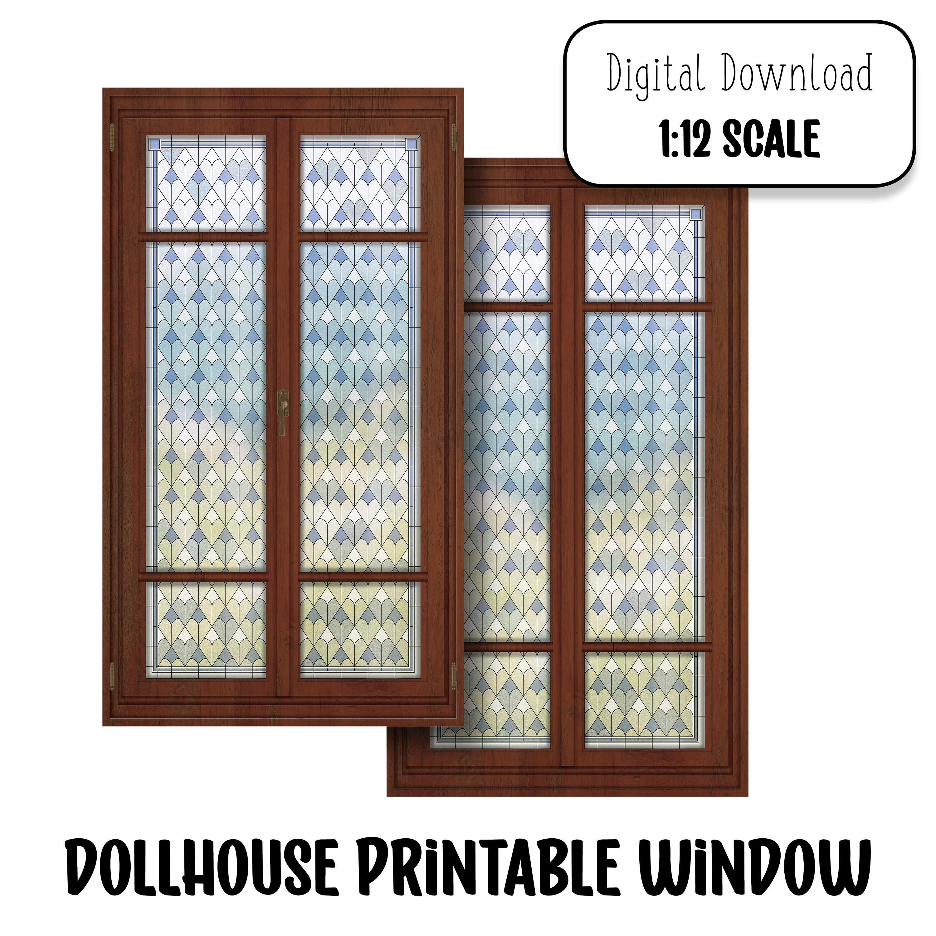 Fenêtres Pour Maison De Poupée 1/12 - Lot De 2 En Bois, Bords Arrondis | Décoration Micro-Paysage 10,3x7,5cm - 9