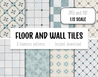 Miniaturfliesen im Maßstab 1:12, Puppenhaus, druckbare Miniaturfliesen für Puppenhäuser, Dioramen, Zimmerboxen, DIY-Miniaturen