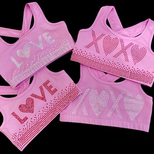 Rhinestone Valentine Sports Bra ~ XOXO, Love