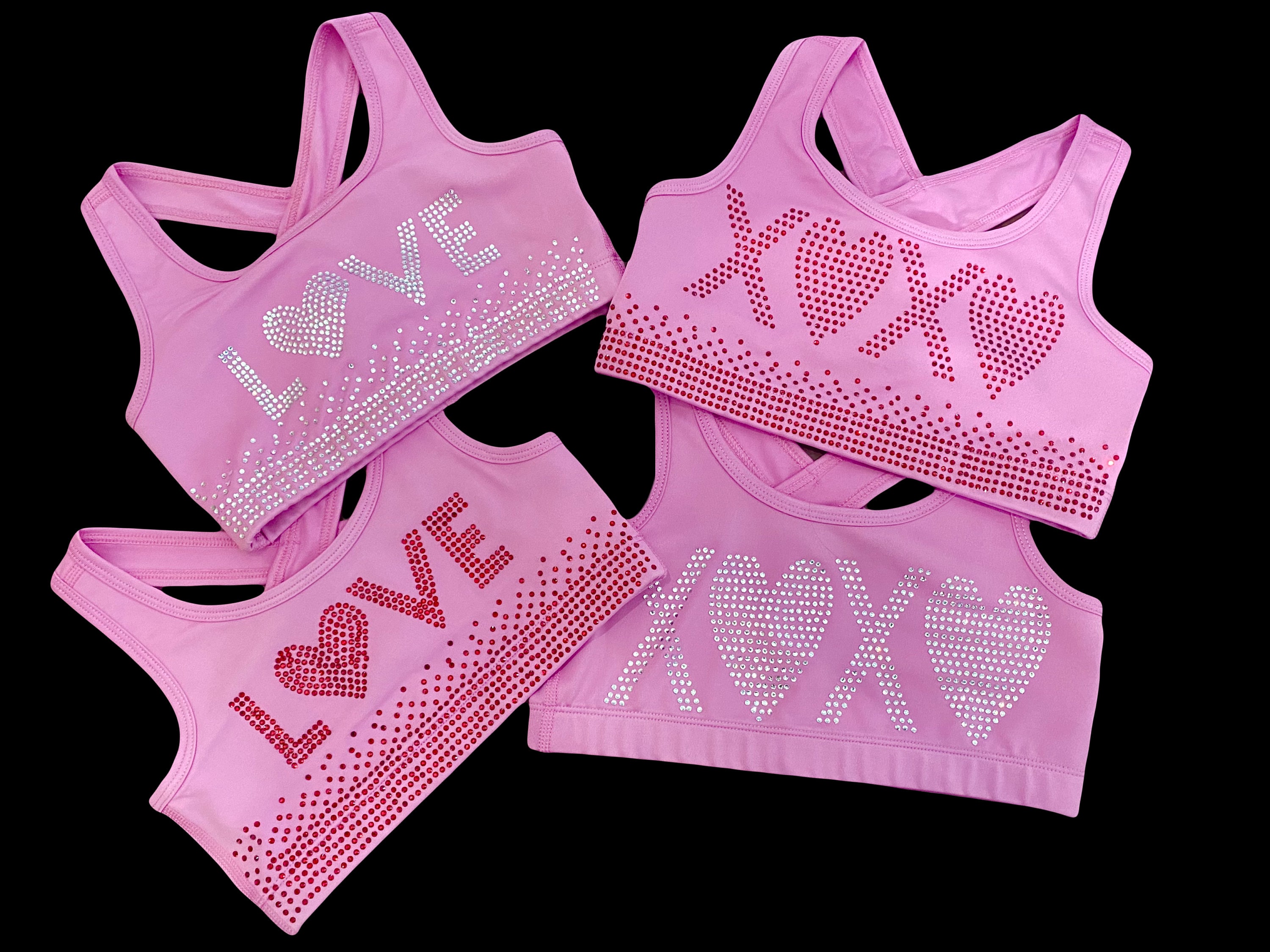 Rhinestone Valentine Sports Bra ~ XOXO, Love