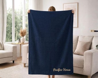 Custom Embroidered Fleece Throw Blanket, Personalized Plush Gift