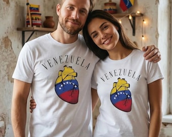 Venezuela Heart T-Shirt Flag Design 7 Stars Pride Gift Diaspora venezolana Clothing Unisex Tee