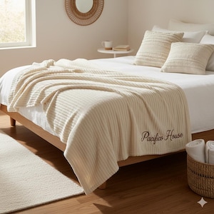 Custom Embroidered Fleece Throw Blanket, Personalized Plush Gift