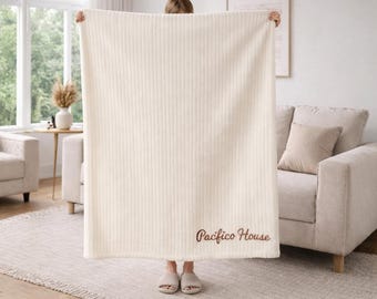 Custom Embroidered Fleece Throw Blanket, Personalized Plush Gift