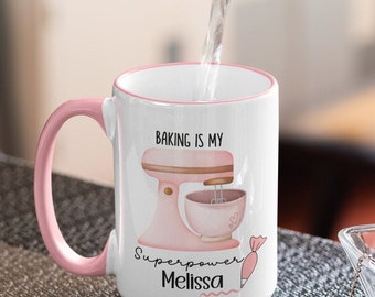 Personalized Baking Mug: Baking is My Superpower, Custom Baker Gift