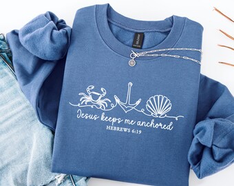 Coastal Christian Beach Sweatshirt, Ocean Beach Sweater, Ocean Bible Verse Sweatshirt, Cute Beach Christian Merch, Christian Gifts For Mom