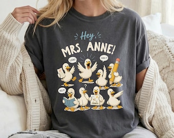 Personalized Teacher Name Shirt, Custom Teacher Tee, Cute Duck Teacher Gift, Elementary Teacher Shirt, Teacher Appreciation Gift