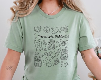 Funny Pickle Lover T-Shirt: Vintage Peace Design, Foodie Gift