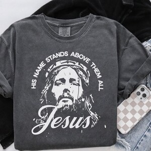 Vintage Jesus 90s Graphic Shirt, Jesus Name Easter Tshirt, Religious Graphic Easter Shirt, Oversized Jesus Halftone Tee, Jesus Lover Gift