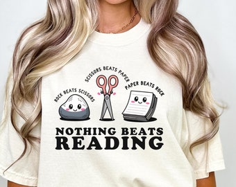 Funny Reading Teacher Tee, Librarian T Shirt, Reading Team Shirts, Rock Paper Scissors Shirt, Bookworm Tee, Read More Books, Bookish Gift