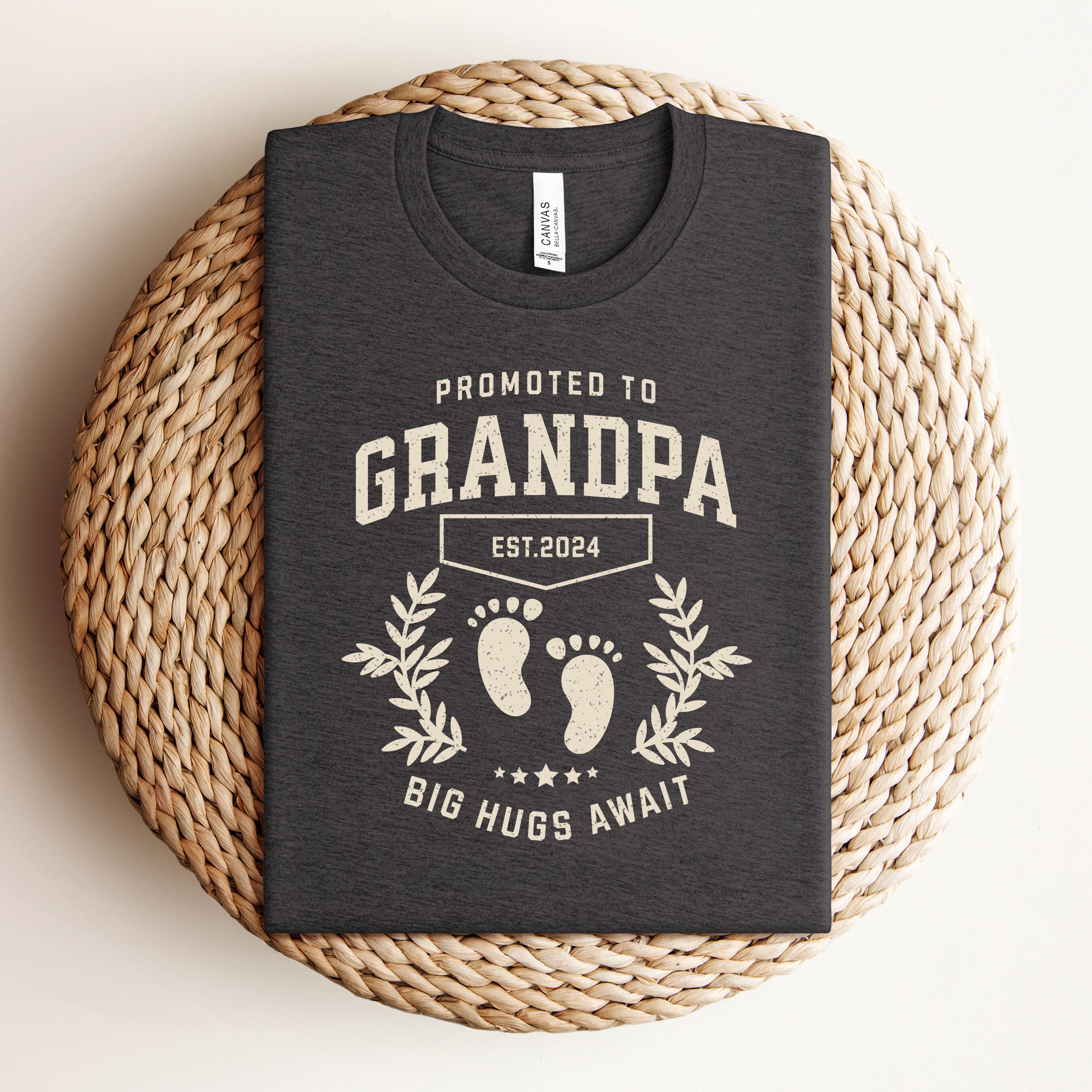New Grandpa 2024 Baby Reveal Shirt, First Time Grandpa, Promoted to ...