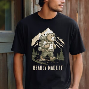 Funny Hiking Bear Quote Shirt, Cute Nature Bear Hiking Shirt, Mountain Hiking Graphic Tee, Gifted Hiking Shirt, Funny Wildlife T-Shirt Black