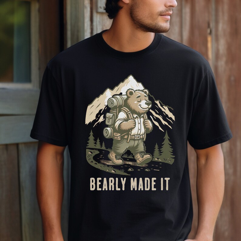 Funny Hiking Bear Quote Shirt, Cute Nature Bear Hiking Shirt, Mountain Hiking Graphic Tee, Gifted Hiking Shirt, Funny Wildlife T-Shirt Black
