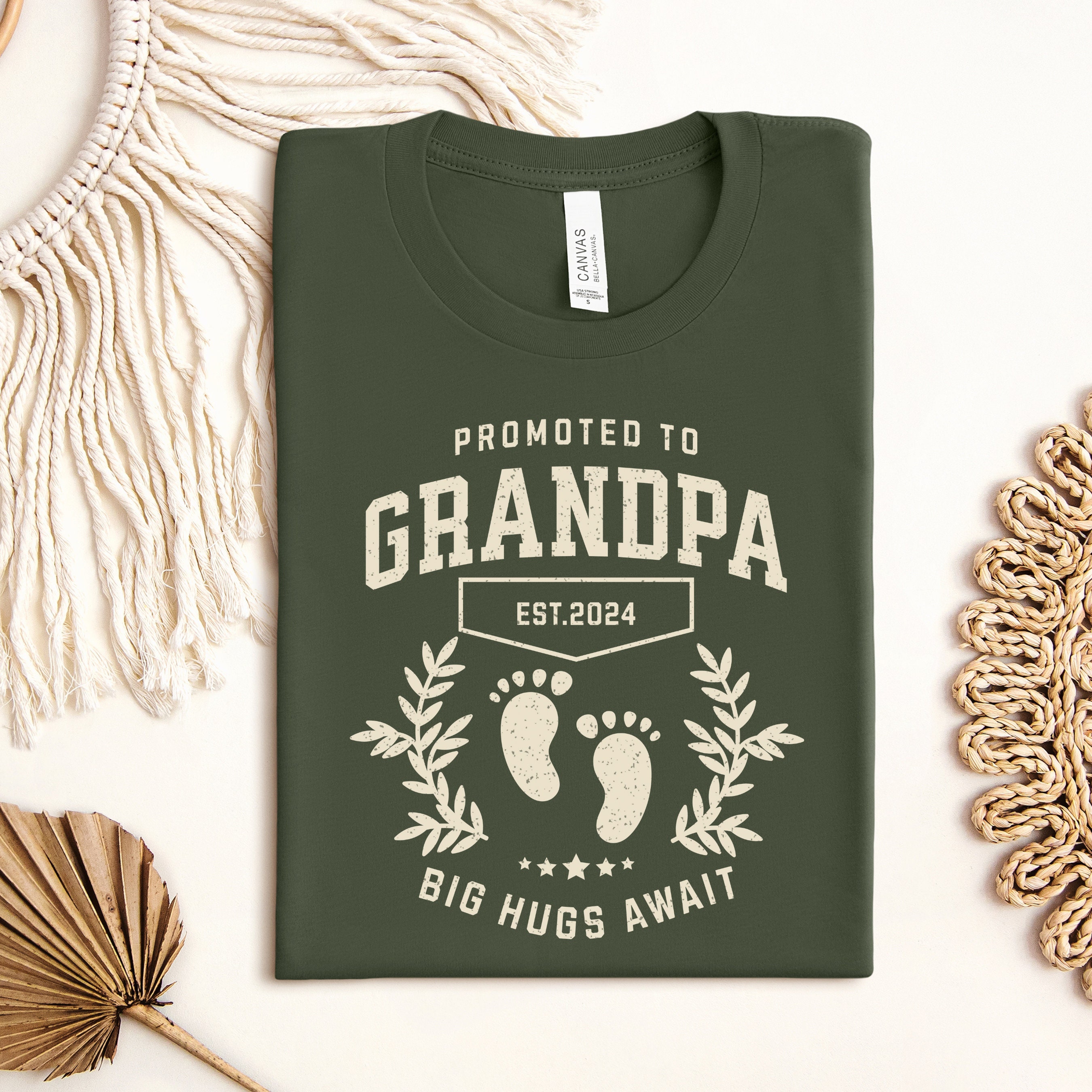 New Grandpa 2024 Baby Reveal Shirt, First Time Grandpa, Promoted to ...