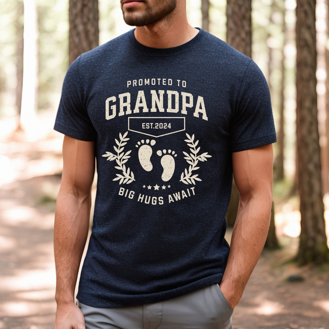 New Grandpa 2024 Baby Reveal Shirt, First Time Grandpa, Promoted to ...