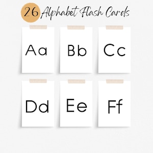 Eenvoudige alfabet-flitskaarten, Montessori-materialen, A-Z-kaarten, peuter-voorschoolse leerbron, flashcards, digitale download