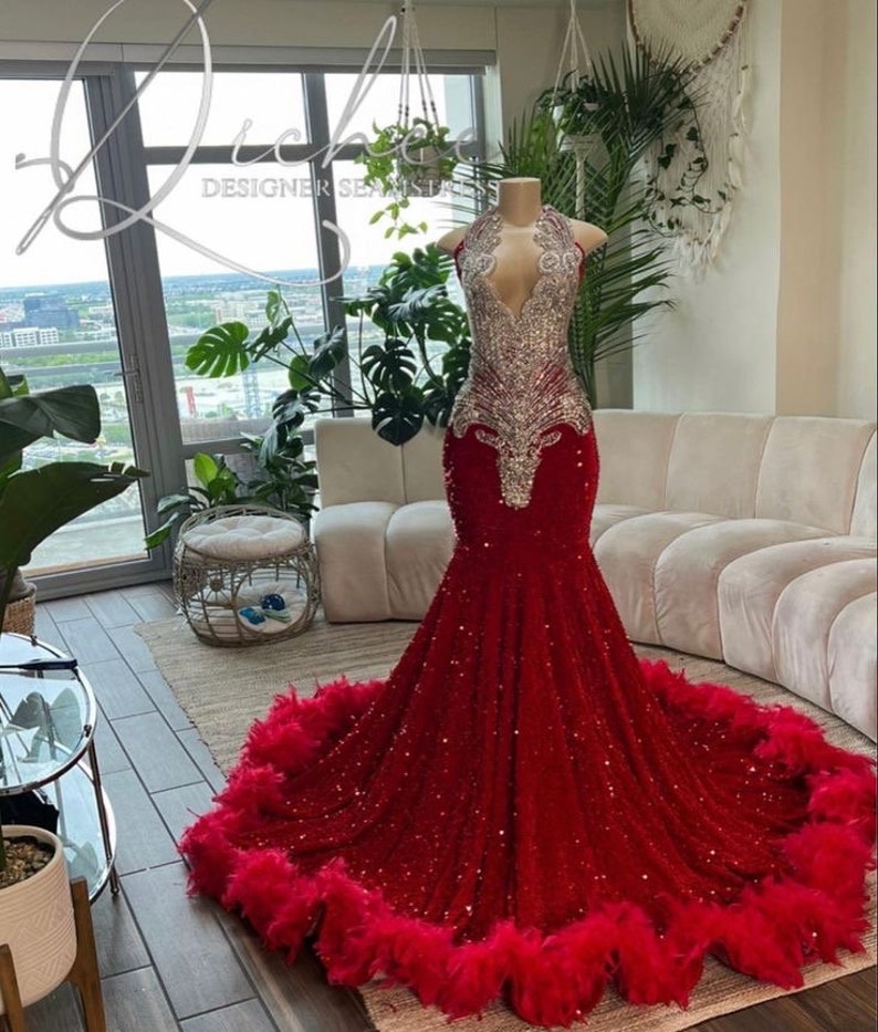 Luxury Silver Mermaid Sequins Beading Prom Dress Formal Evening Dress Y7614