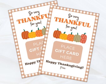 Thankful Pumpkin Gift Card Holder: Printable Thanksgiving Card (PDF)