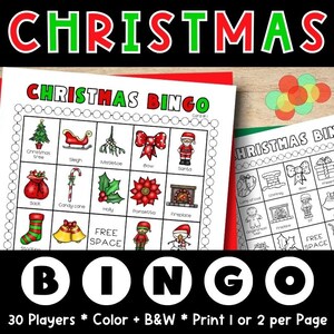 Druckbares Weihnachtsbingo, Weihnachtsbingo für Schulklassenzimmer Klasse Party, Weihnachtsbingokarten, druckbares Weihnachtsbingo, Kinderbingo