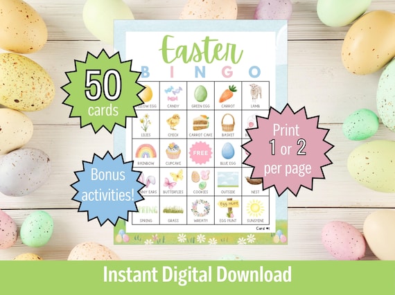 Easter Bingo, Easter Bingo Cards, Easter Bingo Printable for Kids, Easter Bingo Cards Printable, Printable Easter Bingo