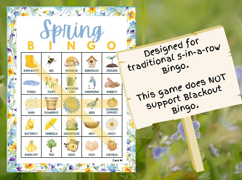 Spring Bingo, Printable Spring Bingo, Spring Bingo Printable for Kids ...