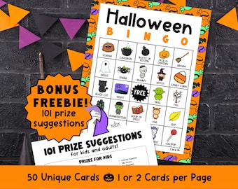 Halloween BINGO Digital, Halloween Classroom Party Game, Halloween Games for Kids, Family Halloween Activities, Printable Prefilled BINGO