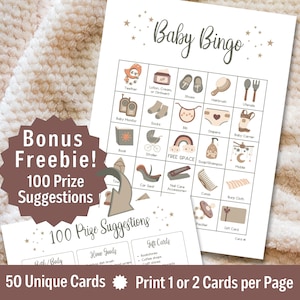 Descarga digital de bingo para bebés, tarjetas de bingo para bebés de género neutro, juegos de baby shower para niñas, bingo para baby shower, actividad de juegos de revelación de género