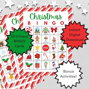 Christmas Bingo, Christmas Bingo Cards, Christmas Bingo Printable for ...