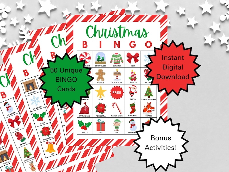 Christmas Bingo, Christmas Bingo Cards, Christmas Bingo Printable for ...
