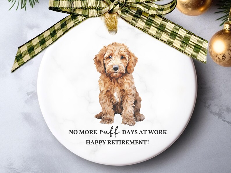 Custom Retirement Gift for Dog Lover, Watercolor Goldendoodle Ornament
