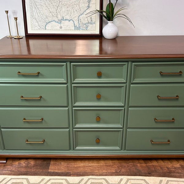 AVAILABLE! Vintage 12 Drawer Lowboy Dresser. (Shipping TBD)