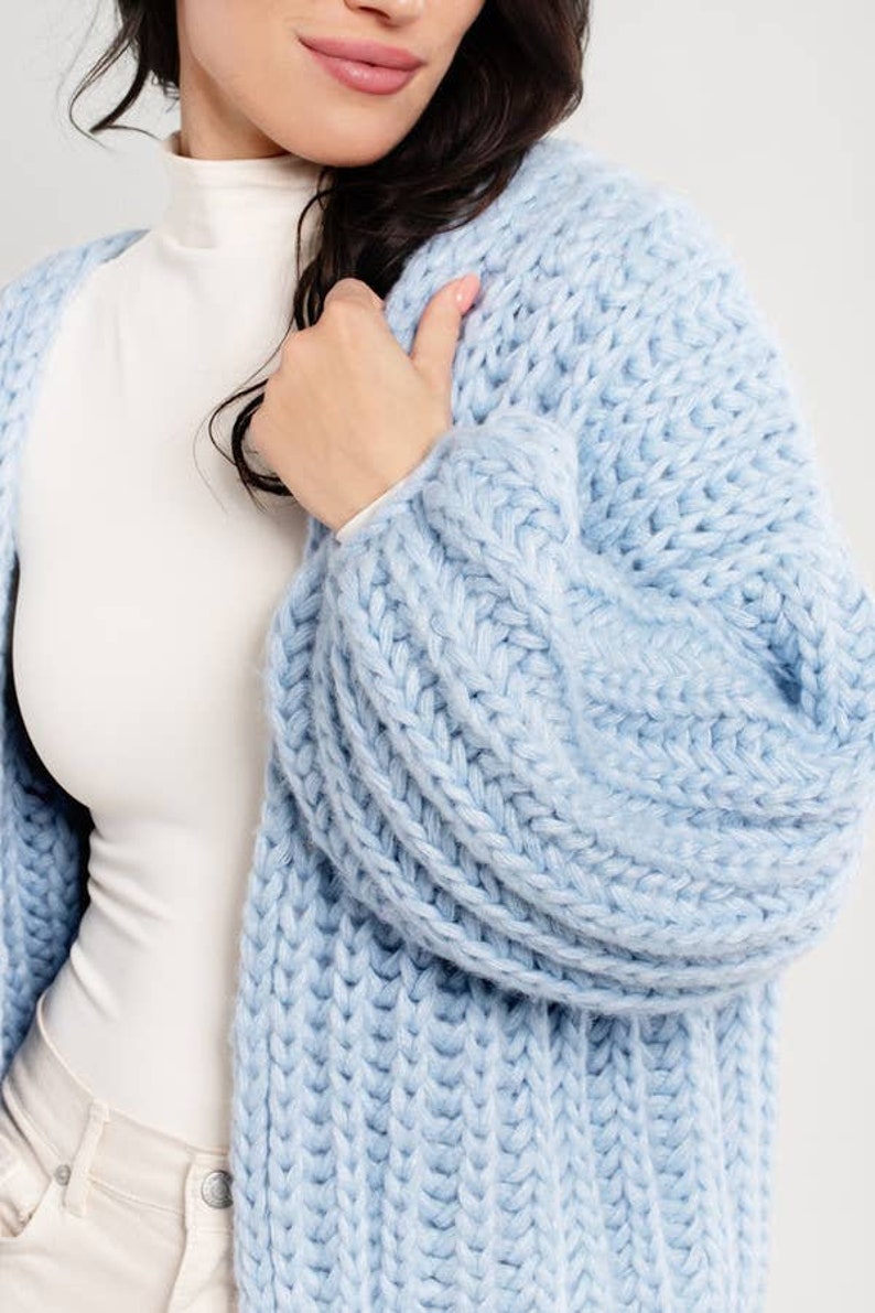 Baby Bleu Chunky Oversized Knit Cardigan image 3