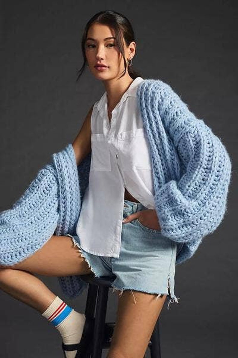 Baby Bleu Chunky Oversized Knit Cardigan image 8