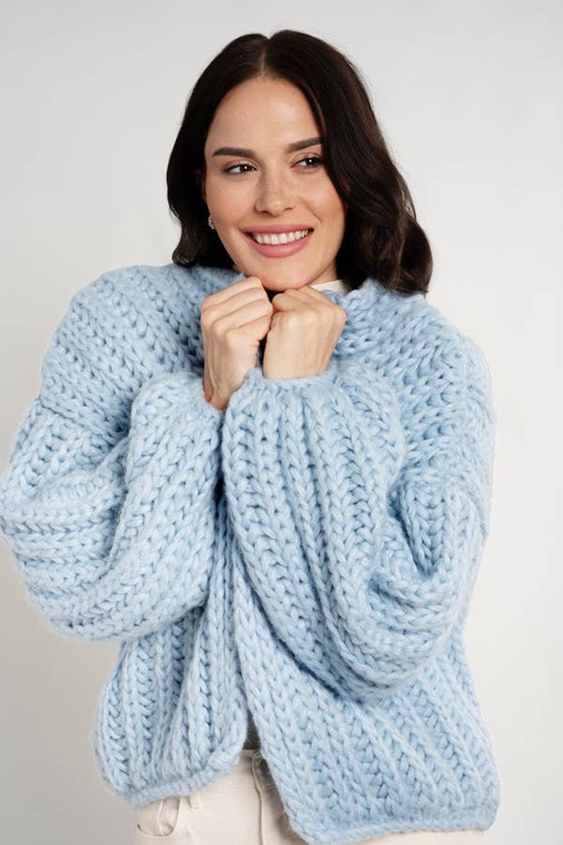 Baby Bleu Chunky Oversized Knit Cardigan image 2