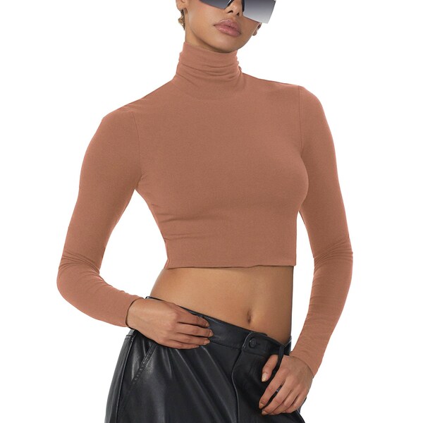 Micaela Crop Rollkragenpullover - Raw Umber: AET028733 / Raw Umber / S