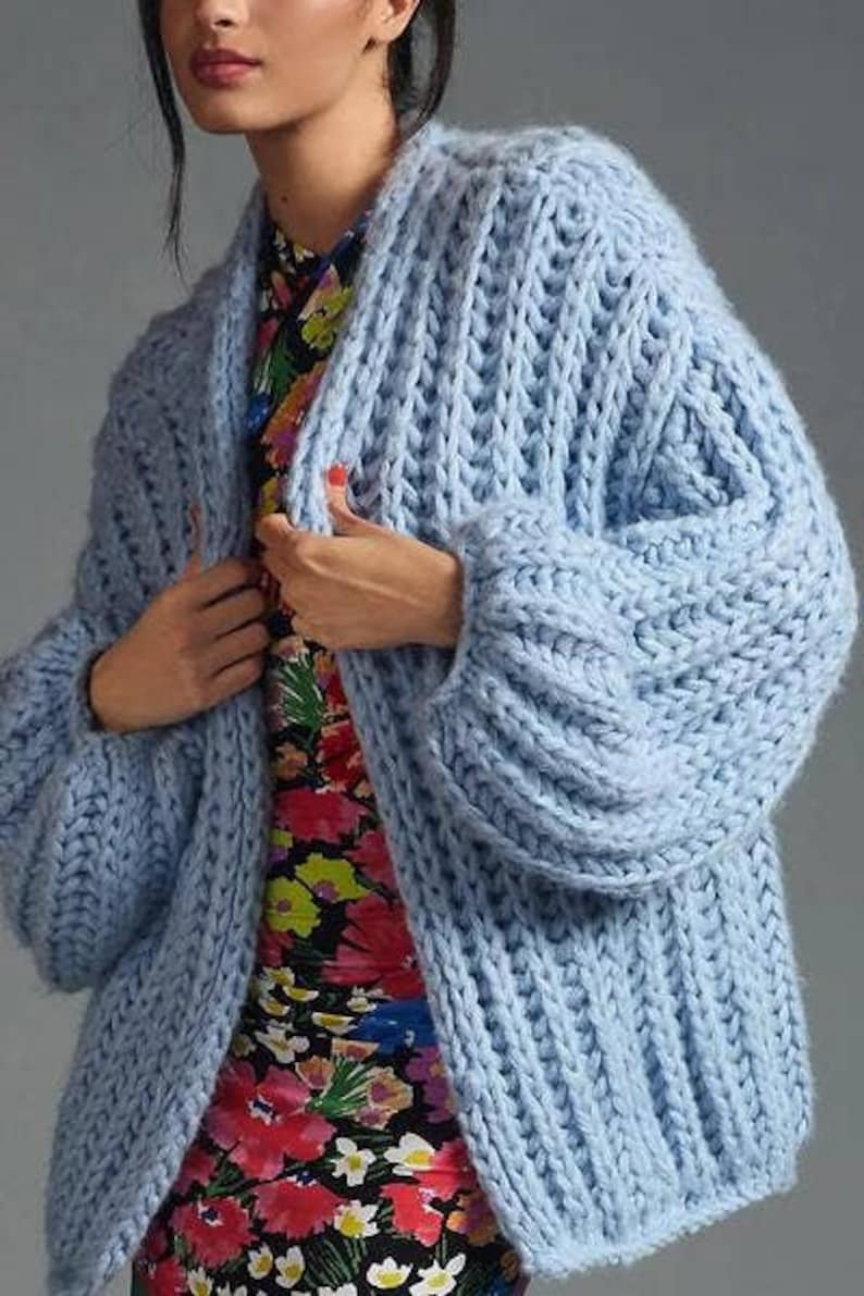 Baby Bleu Chunky Oversized Knit Cardigan image 4