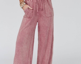 Relaxing Robin Wide Leg Pant - New Mauve: M