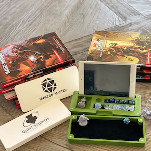 Customizable Adventurer&#39;s Pocketbook - Compact Dice Tray and Dice Storage for Tabletop Gamers on the Go!