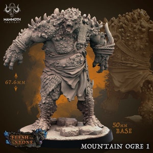 Mountain Ogres | DnD Boss Minifigures | Flesh to Stone Set | 3D Resin Printed