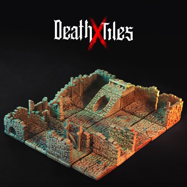3D Printed Modular Dungeon Terrain Tile Set for your tabletop dungeon crawler - DnD/Pathfinder