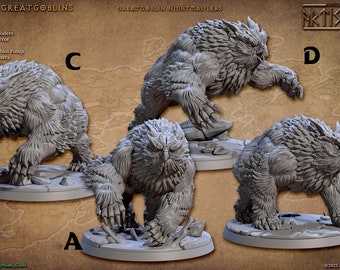 Nightmauler Owlbears | DnD Monster Minifigures | Bronzeclad Greatgoblins Set | 3D Resin Printed