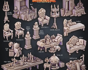 Haunted Mansion Furniture | DnD Terrain Scatter Prop | Haunted Mansion Terrain Essentials Set | 3D Resin Printed