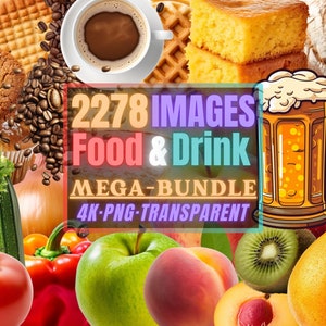 2000+ Food and Drink Clipart and Watercolor Art Bundle | Culinary Graphics Bundle for Creative Cuisine & Tasty Treats | Food and drink PNG