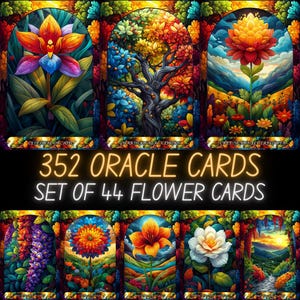 Baraja de Oráculo de la Flor Arcana: 352 cartas digitales (descarga instantánea) / Cartas de Oráculo Botánico imprimibles PNG para Tarot y Diario